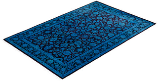 Contemporary Hand Knotted Overdyed Blue Area Rug 4' 1" x 6' 4"