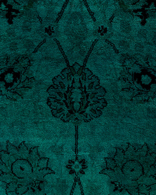 Contemporary Hand-Knotted Overdyed Green Runner 2' 7" x 10' 4"