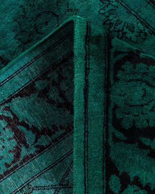 Contemporary Hand-Knotted Overdyed Green Runner 2' 7" x 10' 4"
