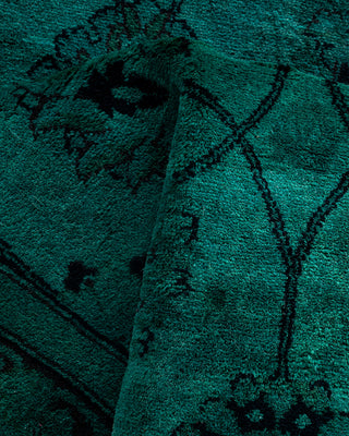 Contemporary Hand-Knotted Overdyed Green Runner 2' 7" x 10' 4"