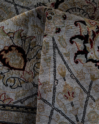 Contemporary Hand-Knotted Overdyed Gray Square Area Rug 6' 2" x 6' 5"