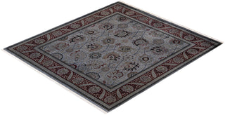 Contemporary Hand-Knotted Overdyed Gray Square Area Rug 6' 2" x 6' 5"