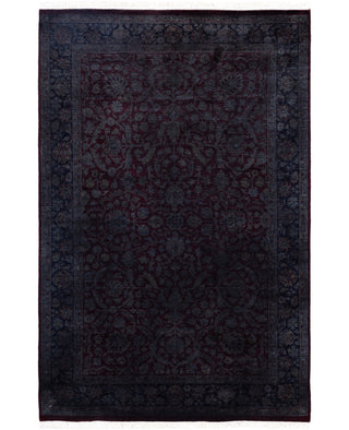 Contemporary Overdyed Wool Hand Knotted Red Area Rug 4' 2" x 6' 3"