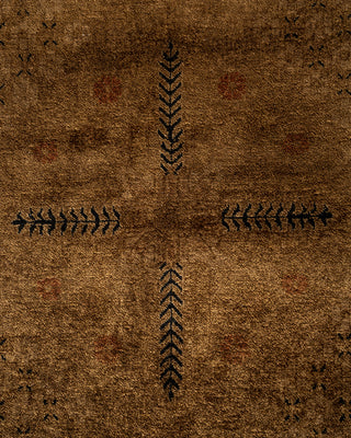 Modern Overdyed Hand Knotted Wool Brown Area Rug 8' 3" x 10' 4"