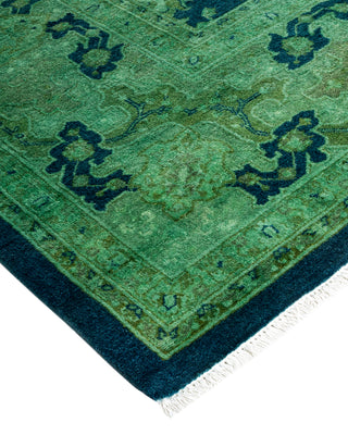 Contemporary Hand Knotted Overdyed Green Area Rug 6' 2" x 9' 2"