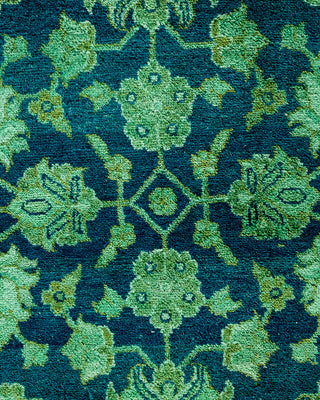 Modern Overdyed Hand Knotted Wool Green Area Rug 6' 2" x 9' 2"