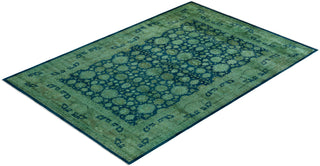 Contemporary Hand Knotted Overdyed Green Area Rug 6' 2" x 9' 2"