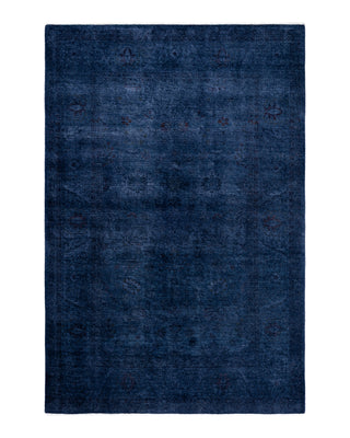 Contemporary Overyed Wool Hand Knotted Blue Area Rug 6' 0" x 9' 0"