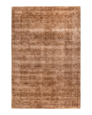 Contemporary Overyed Wool Hand Knotted Brown Area Rug 6' 2" x 9' 1"