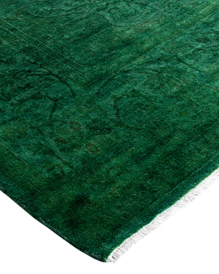 Contemporary Overyed Wool Hand Knotted Green Area Rug 4' 7" x 7' 1"