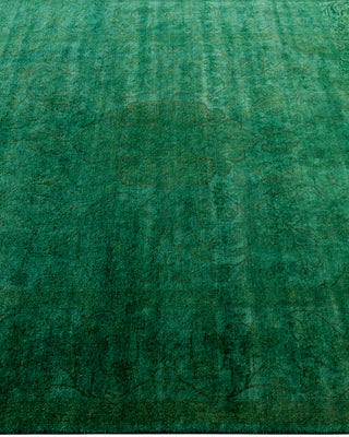 Contemporary Hand-Knotted Overdyed Green Area Rug 4' 7" x 7' 1"