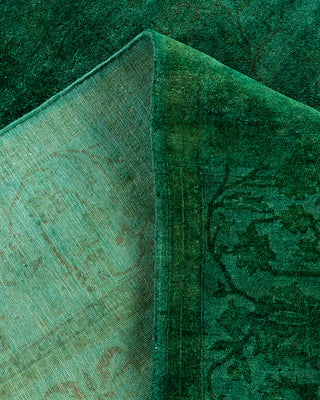 Contemporary Hand-Knotted Overdyed Green Area Rug 4' 7" x 7' 1"