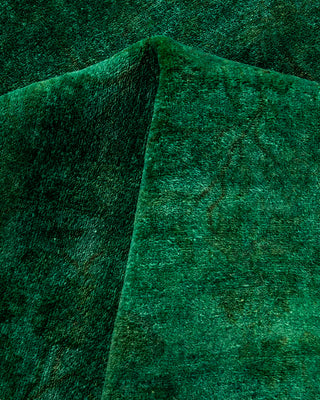Contemporary Hand-Knotted Overdyed Green Area Rug 4' 7" x 7' 1"