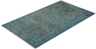Modern Overdyed Hand Knotted Wool Blue Area Rug 3' 1" x 5' 2"