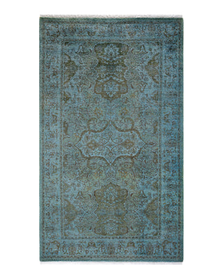Contemporary Fine Vibrance Blue Wool Area Rug 3' 1" x 5' 2"