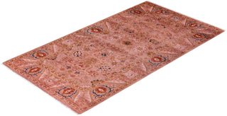 Modern Overdyed Hand Knotted Wool Pink Area Rug 3' 1" x 5' 7"