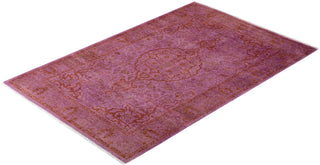 Modern Overdyed Hand Knotted Wool Pink Area Rug 3' 2" x 4' 10"