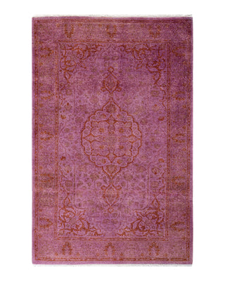 Contemporary Fine Vibrance Pink Wool Area Rug 3' 2" x 4' 10"