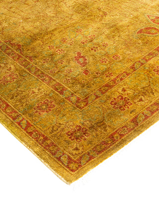 Modern Overdyed Hand Knotted Wool Gold Area Rug 3' 2" x 5' 2"