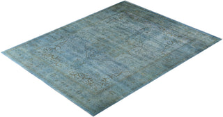 Modern Overdyed Hand Knotted Wool Blue Area Rug 9' 3" x 12' 3"