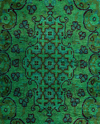 Overdyed Hand-Knotted Wool Modern-Contemporary Green Area Rug 6' 0" x 9' 1"