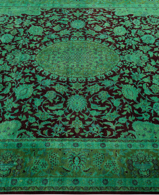 Overdyed Hand-Knotted Wool Modern-Contemporary Green Area Rug 6' 0" x 9' 1"