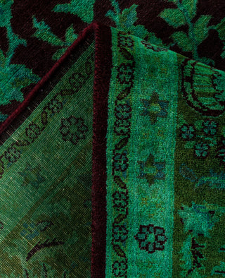 Overdyed Hand-Knotted Wool Modern-Contemporary Green Area Rug 6' 0" x 9' 1"