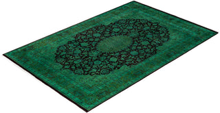 Overdyed Hand-Knotted Wool Modern-Contemporary Green Area Rug 6' 0" x 9' 1"