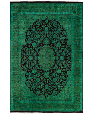 Overdyed Hand-Knotted Wool Modern-Contemporary Green Area Rug 6' 0" x 9' 1"