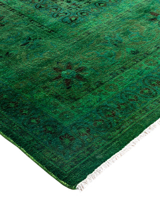 Contemporary Overyed Wool Hand Knotted Green Area Rug 8' 2" x 10' 3"