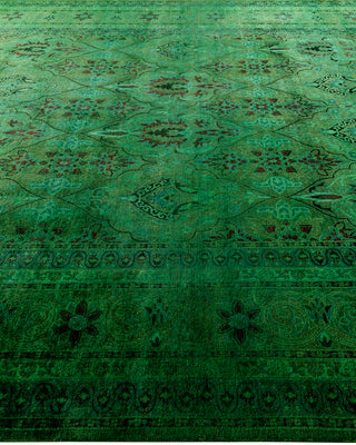 Contemporary Hand-Knotted Overdyed Green Area Rug 8' 2" x 10' 3"