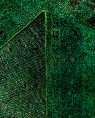 Contemporary Hand-Knotted Overdyed Green Area Rug 8' 2" x 10' 3"