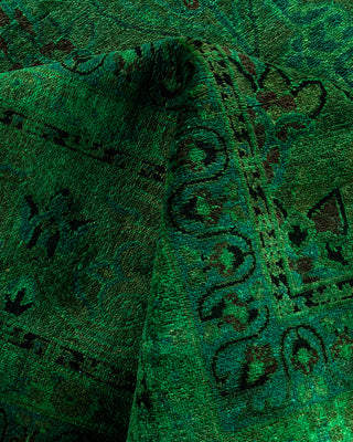 Contemporary Hand-Knotted Overdyed Green Area Rug 8' 2" x 10' 3"