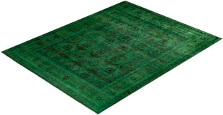 Contemporary Overyed Wool Hand Knotted Green Area Rug 8' 2" x 10' 3"