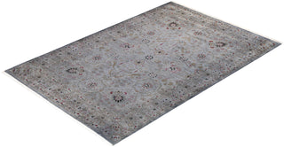 Modern Overdyed Hand Knotted Wool Gray Area Rug 4' 3" x 6' 4"