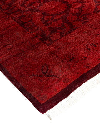 Modern Overdyed Hand Knotted Wool Red Area Rug 4' 2" x 6' 2"