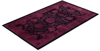 Overdyed Hand-Knotted Wool Modern-Contemporary Purple Area Rug 2' 8" x 4' 4"