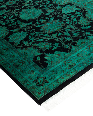 Modern Overdyed Hand Knotted Wool Black Runner 2' 7" x 10' 3"