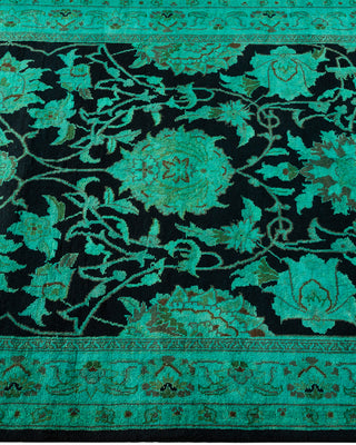 Contemporary Hand Knotted Overdyed Black Runner 2' 7" x 10' 3"