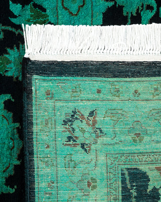 Contemporary Hand Knotted Overdyed Black Runner 2' 7" x 10' 3"