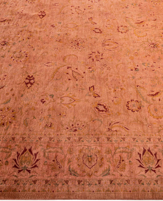 Contemporary Overdyed Wool Hand Knotted Pink Round Area Rug 6' 2" x 6' 3"