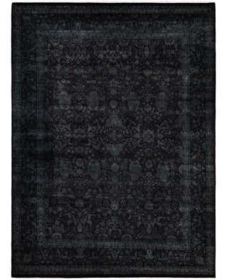 Contemporary Overdyed Wool Hand Knotted Black Area Rug 9' 3" x 12' 1"