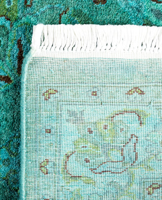 Contemporary Overdyed Wool Hand Knotted Green Runner 2' 7" x 12' 2"