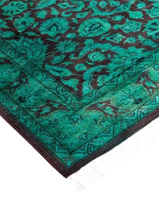 Modern Overdyed Hand Knotted Wool Green Area Rug 3' 1" x 5' 1"