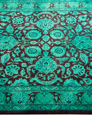 Modern Overdyed Hand Knotted Wool Green Area Rug 3' 1" x 5' 1"