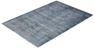 Contemporary Hand-Knotted Overdyed Gray Area Rug 4' 2" x 6' 2"