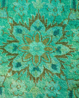 Modern Overdyed Hand Knotted Wool Green Area Rug 3' 1" x 5' 3"