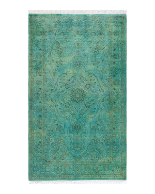 Contemporary Fine Vibrance Green Wool Area Rug 3' 1" x 5' 3"