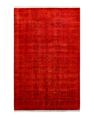 Contemporary Overyed Wool Hand Knotted Orange Area Rug 4' 2" x 6' 5"
