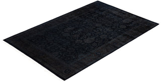 Contemporary Overdyed Wool Hand Knotted Black Area Rug 4' 2" x 6' 4"